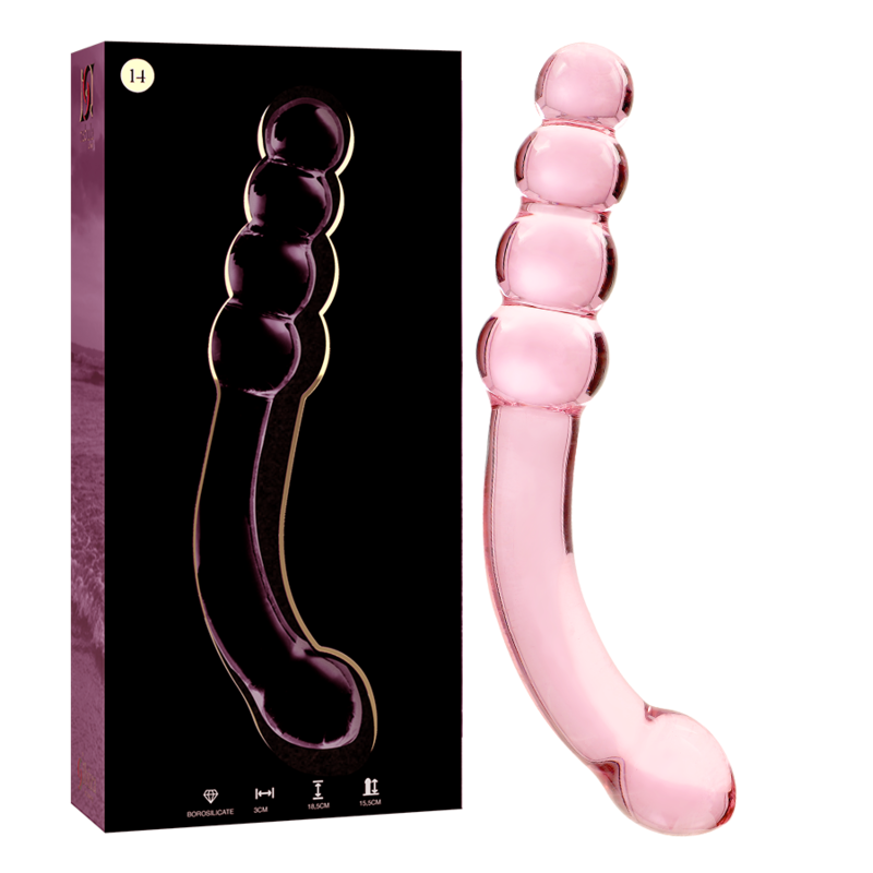 NEBULA SERIES BY IBIZA - MODELLO 14 DILDO IN VETRO BOROSILICATO ROSA 18.5 CM -O- 3 CM – Falli senza vibrazioni – foto 2
