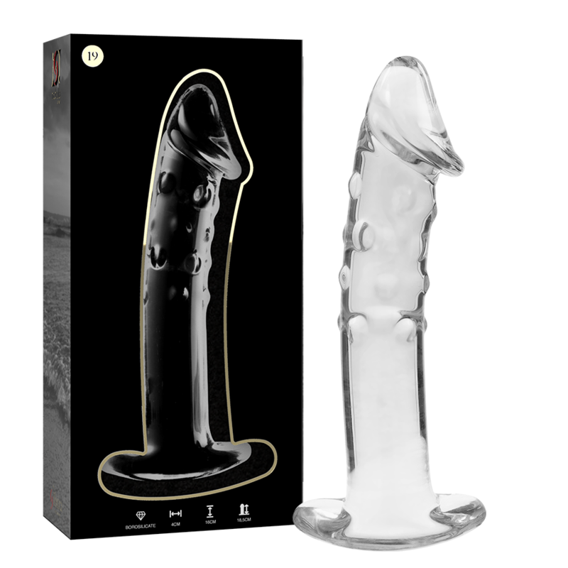 NEBULA SERIES BY IBIZA - MODELLO 19 DILDO IN VETRO BOROSILICATO TRASPARENTE 18.5 CM -O- 4 CM – Falli senza vibrazioni – foto 2