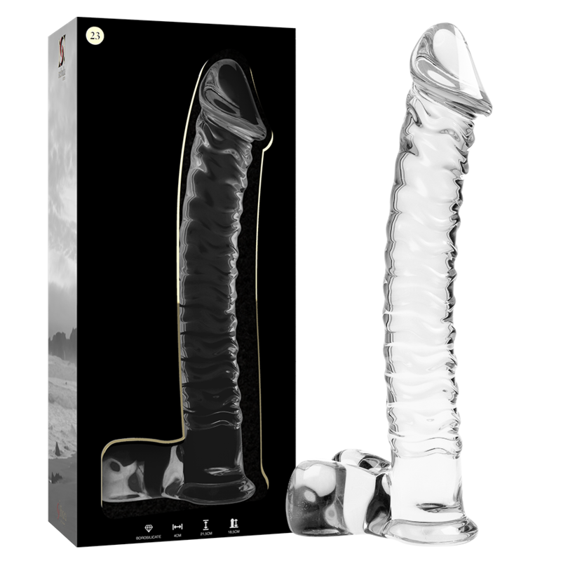 NEBULA SERIES BY IBIZA - MODELLO 23 DILDO IN VETRO BOROSILICATO TRASPARENTE 21.5 CM -O- 4 CM – Falli senza vibrazioni – foto 2
