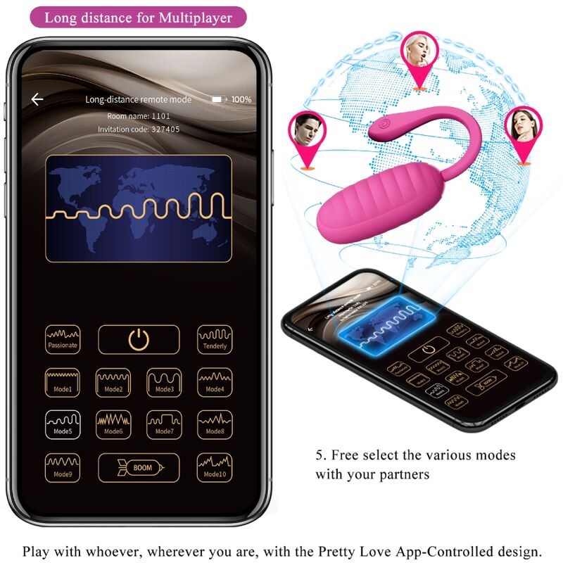 PRETTY LOVE - UOVO VIBRANTE RICARICABILE ROSA CATALINA APP – Uova vibranti – foto 7