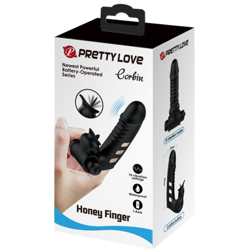 PRETTY LOVE - COPERTURA PER DITA VIBRATORE CORBIN NERA – Copri pene con estensione – foto 8