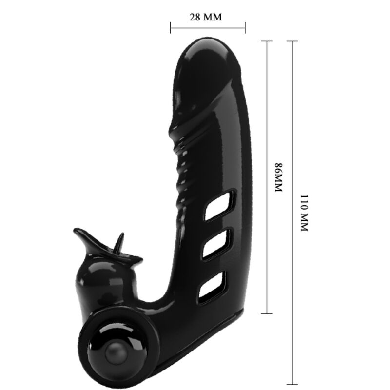PRETTY LOVE - COPERTURA PER DITA VIBRATORE CORBIN NERA – Copri pene con estensione – foto 6
