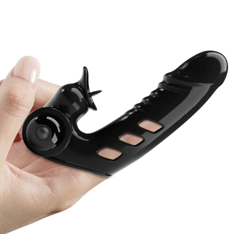 PRETTY LOVE - COPERTURA PER DITA VIBRATORE CORBIN NERA – Copri pene con estensione – foto 4