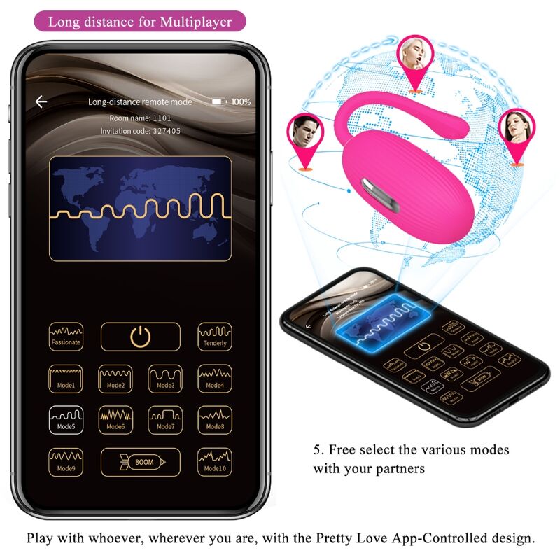 PRETTY LOVE - DOREEN UOVO VIBRANTE RICARICABILE MAGENTA TELECOMANDO – Uova vibranti – foto 11