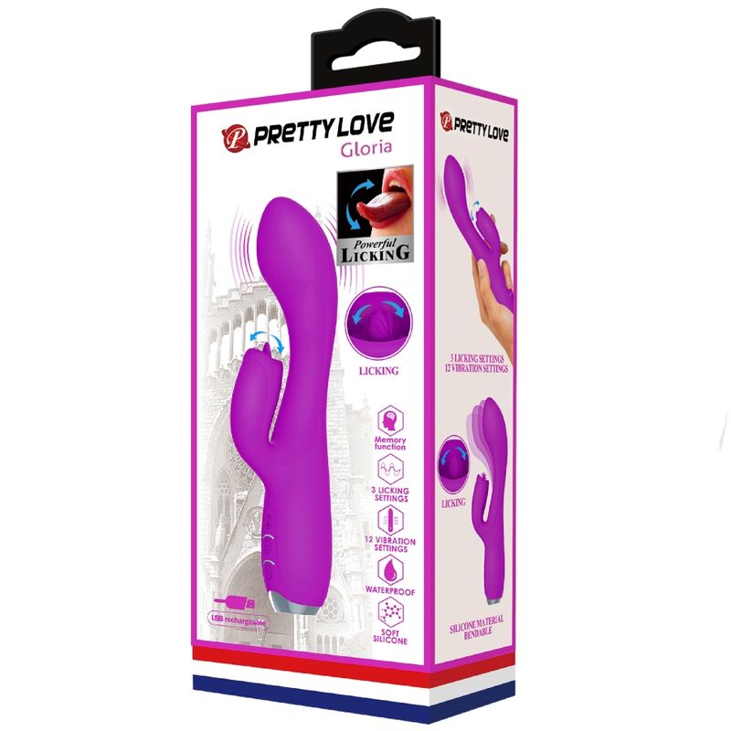PRETTY LOVE - VIBRATORE RICARICABILE GLORIA RABBIT-VIOLA IMPERMEABILE – Vibratori di coniglio – foto 11