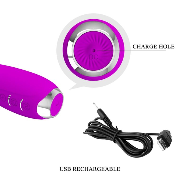 PRETTY LOVE - VIBRATORE ELETTROSHOCK RICARICABILE HECTOR IMPERMEABILE VIOLA – Vibratori a punto G – foto 7