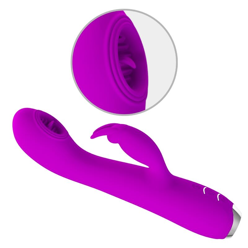 PRETTY LOVE - VIBRATORE RICARICABILE RACHEL CON VENTOSA VIOLA – Vibratori di coniglio – foto 4