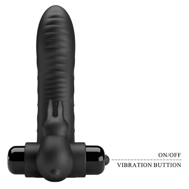 PRETTY LOVE - COPERTURA PER DITA VIBRATORE CONIGLIO NERO VANCE – Copri pene con estensione – foto 8