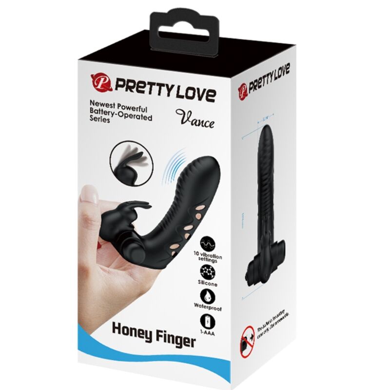 PRETTY LOVE - COPERTURA PER DITA VIBRATORE CONIGLIO NERO VANCE – Copri pene con estensione – foto 9