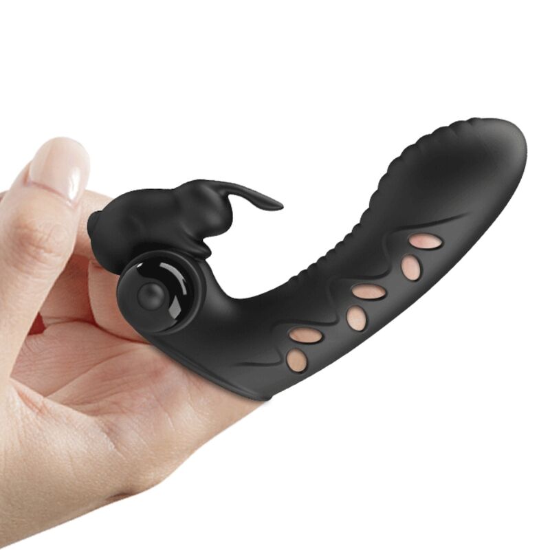 PRETTY LOVE - COPERTURA PER DITA VIBRATORE CONIGLIO NERO VANCE – Copri pene con estensione – foto 6
