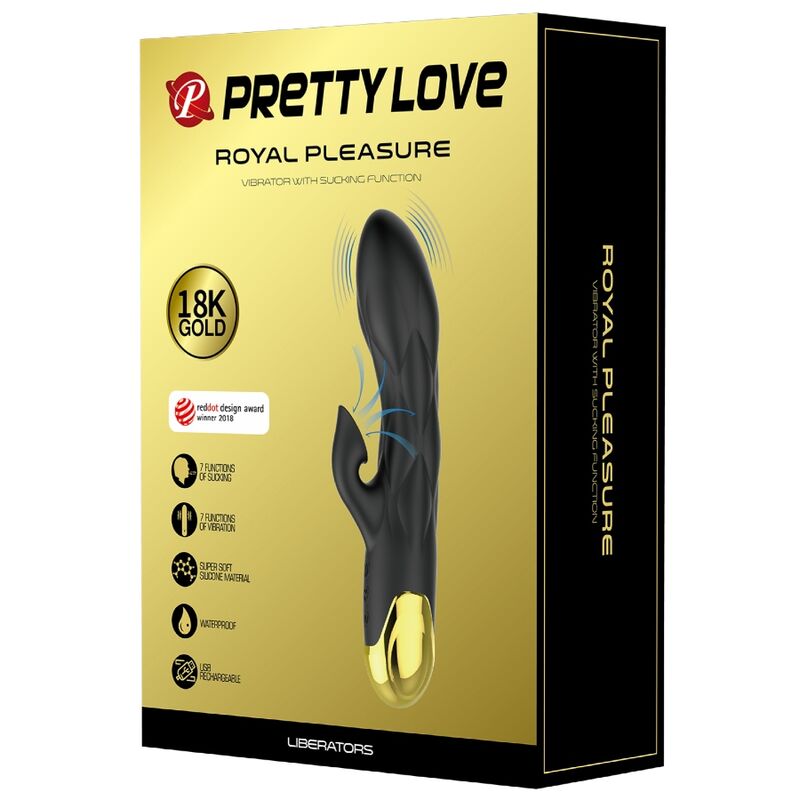 PRETTY LOVE - VIBRATORE DI LUSSO NERO RICARICABILE PLACCATO IN ORO – Vibratori di coniglio – foto 7