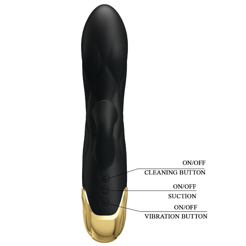 PRETTY LOVE - VIBRATORE DI LUSSO NERO RICARICABILE PLACCATO IN ORO – Vibratori di coniglio – foto 3