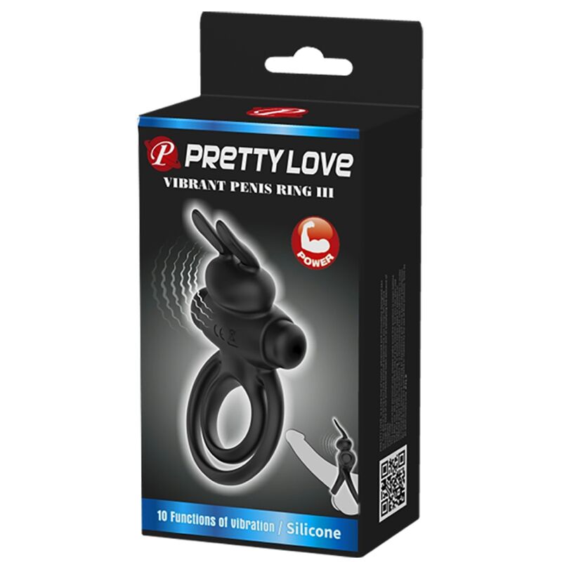 PRETTY LOVE - ANELLO VIBRATOR III RABBIT PER PENE NERO – Cockring con vibrazione – foto 9