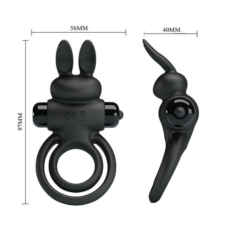 PRETTY LOVE - ANELLO VIBRATOR III RABBIT PER PENE NERO – Cockring con vibrazione – foto 6