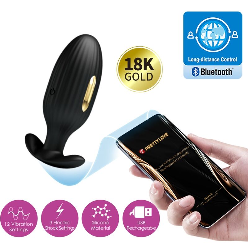 PRETTY LOVE - PLUG ANALE CONTROLLATO DA APP JEFFERSON NERO – Tappi anali