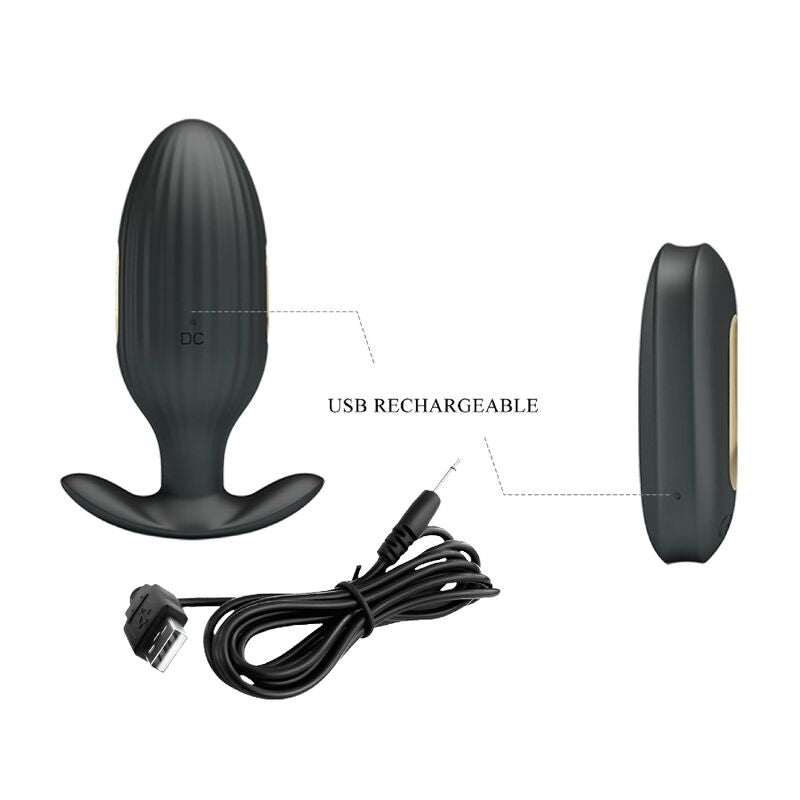 PRETTY LOVE - VIBRATORE ANALE RICARICABILE KELLY PLUG NERO – Tappi anali – foto 10