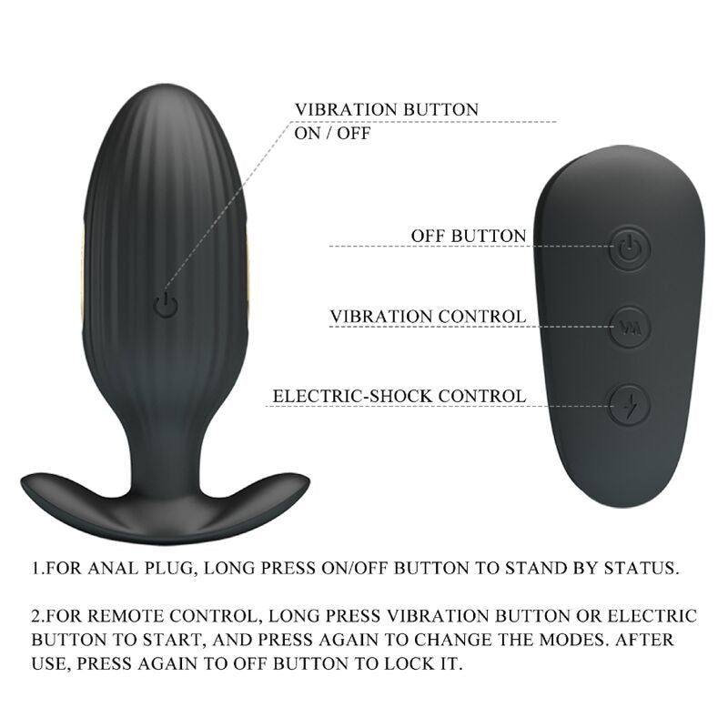 PRETTY LOVE - VIBRATORE ANALE RICARICABILE KELLY PLUG NERO – Tappi anali – foto 9