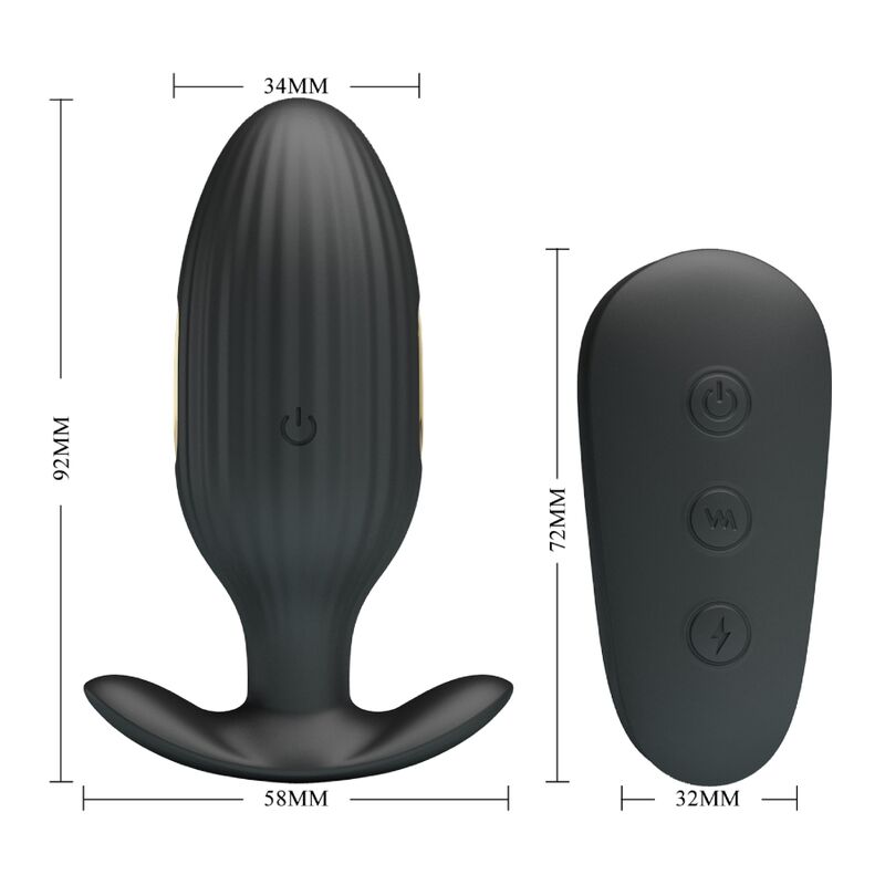 PRETTY LOVE - VIBRATORE ANALE RICARICABILE KELLY PLUG NERO – Tappi anali – foto 8