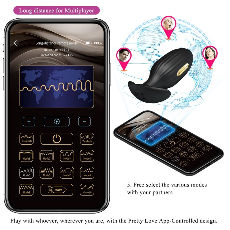 PRETTY LOVE - PLUG ANALE CONTROLLATO DA APP JEFFERSON NERO – Tappi anali – foto 14