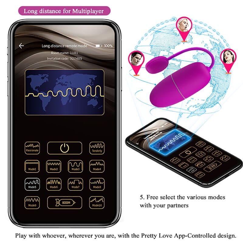 PRETTY LOVE - NINFA UOVO VIBRANTE APP CONTROLLATO VIOLA – Uova vibranti – foto 15