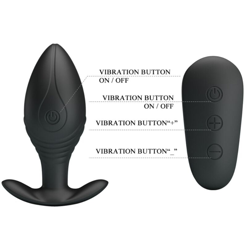 PRETTY LOVE - VIBRATORE RICARICABILE PLUG ANALE REGINA NERO – Tappi anali – foto 9