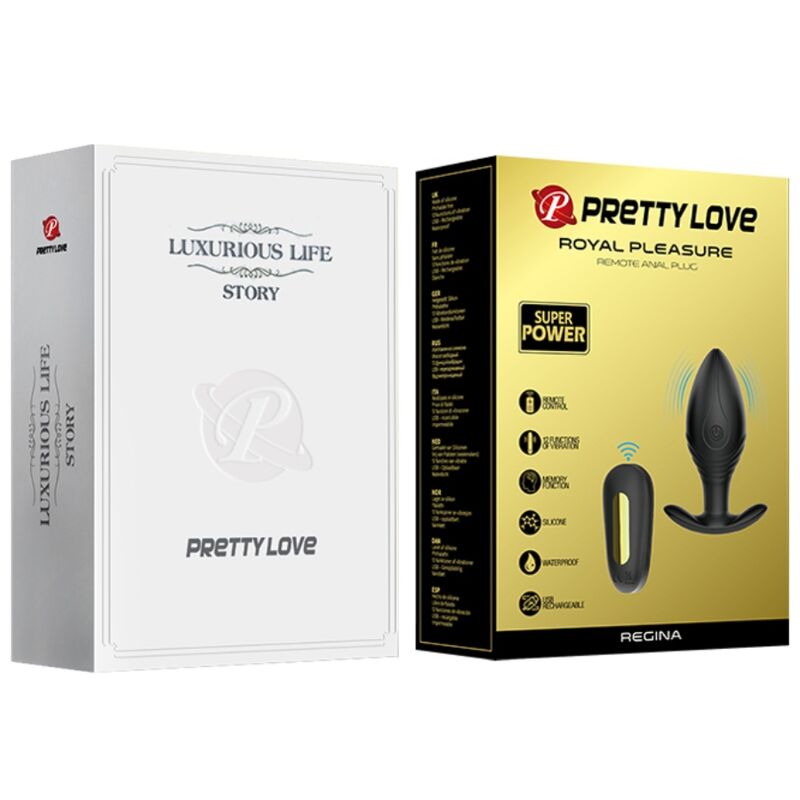 PRETTY LOVE - VIBRATORE RICARICABILE PLUG ANALE REGINA NERO – Tappi anali – foto 11