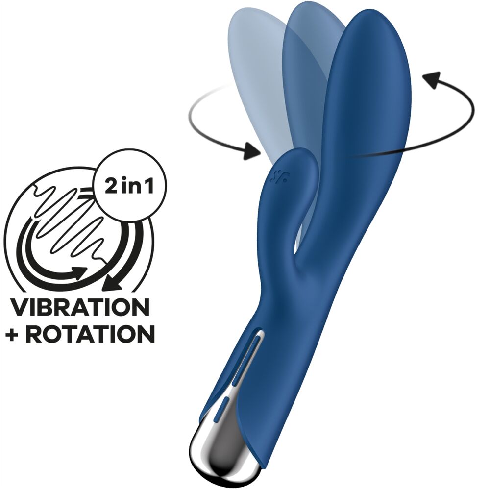 SATISFYER - SPINNING RABBIT 1 STIMOLAZIONE CLITORIDE E PUNTO G BLU – Vibratori di coniglio – foto 6