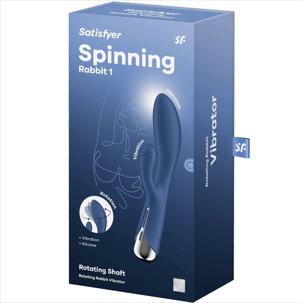 SATISFYER - SPINNING RABBIT 1 STIMOLAZIONE CLITORIDE E PUNTO G BLU – Vibratori di coniglio – foto 7