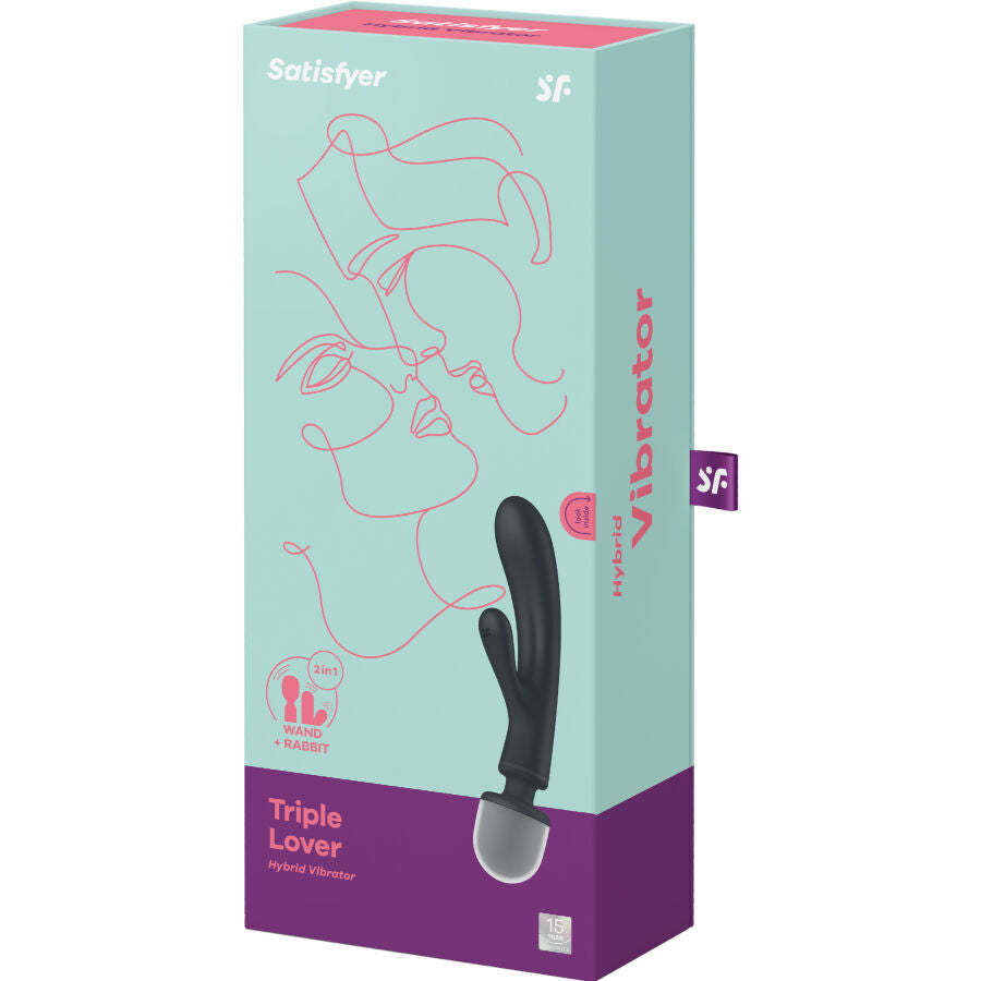 SATISFYER - MASSAGGIATORE VIBRATORE CONIGLIO TRIPLE LOVER GRIGIO – Vibratore WAND – foto 7