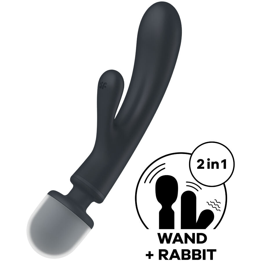 SATISFYER - MASSAGGIATORE VIBRATORE CONIGLIO TRIPLE LOVER GRIGIO – Vibratore WAND – foto 6