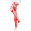 LEG AVENUE - COLLANT A RIGHE BIANCO/ROSSO – Calzini