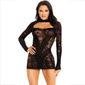 LEG AVENUE - MINI ABITO CON PIZZO MANICA LUNGA NERO – Abiti sexy