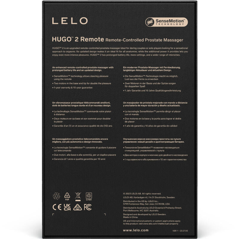 LELO - TELECOMANDO MASSAGGIATORE PROSTATICO HUGO 2 NERO – Vibratori anali – foto 4