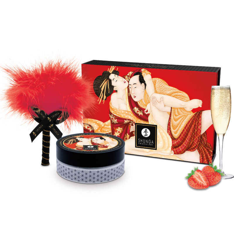 SHUNGA - KIT POLVERE DA MASSAGGIO COMMESTIBILE ALLA FRAGOLA – Polveri commestibili