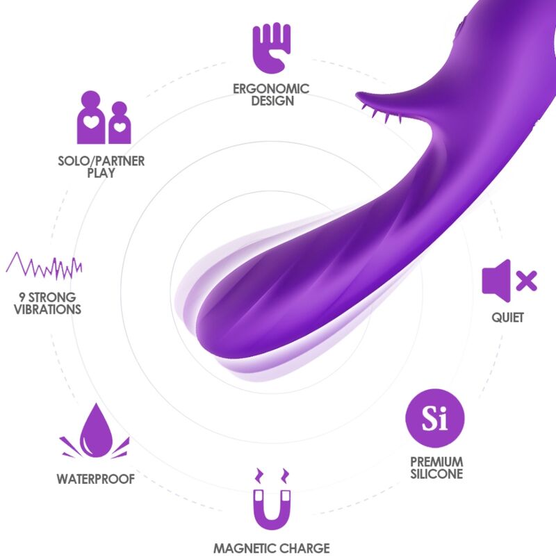 ARMONY - VIBRATORE ROMANCE CON STIMOLATORE VIOLA – Rotatori vibranti – foto 3