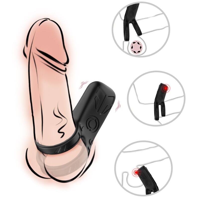 ARMONY - VIBRATORE DOPPIO ANELLO NERO – Cockring con vibrazione – foto 2