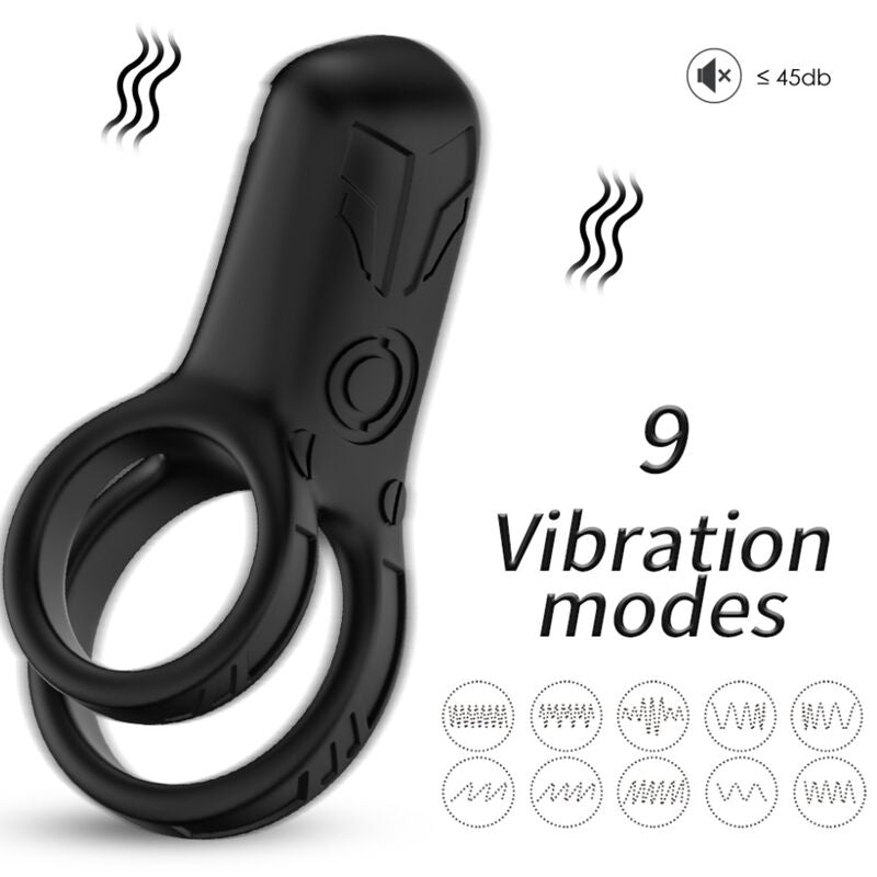 ARMONY - VIBRATORE DOPPIO ANELLO NERO – Cockring con vibrazione