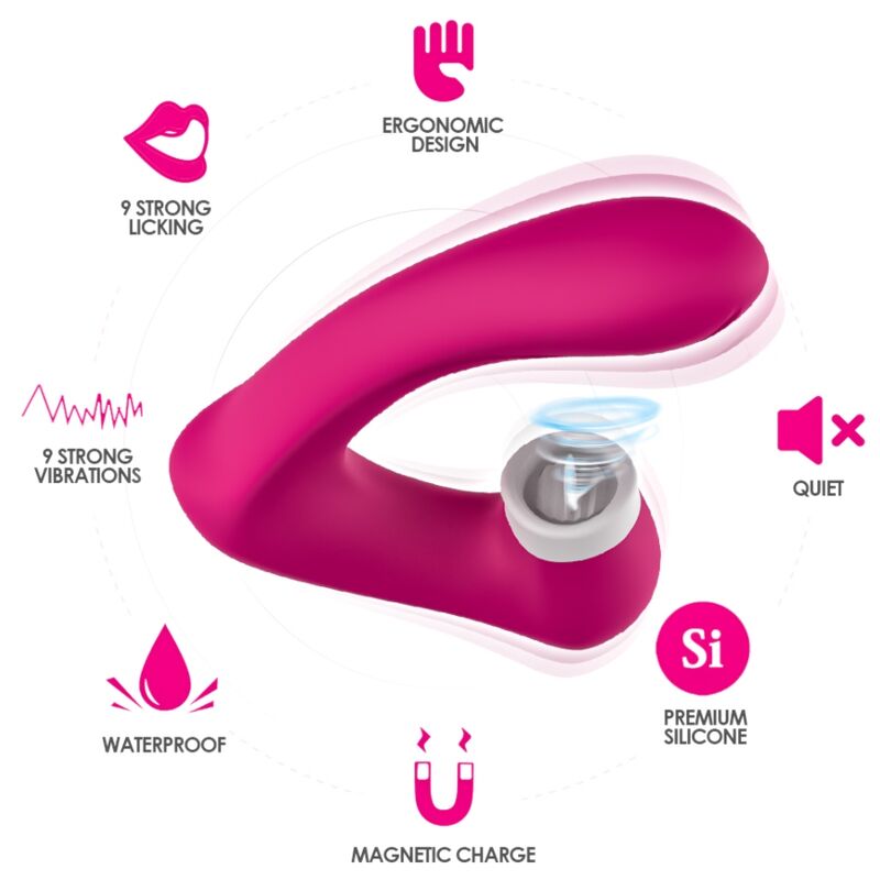 ARMONY - SECRETKISS LICKING VIBRATING CLITORIDE & VIBRATORE CURVO FUCSIA – Stimolatore d'aria con vibrazione – foto 2