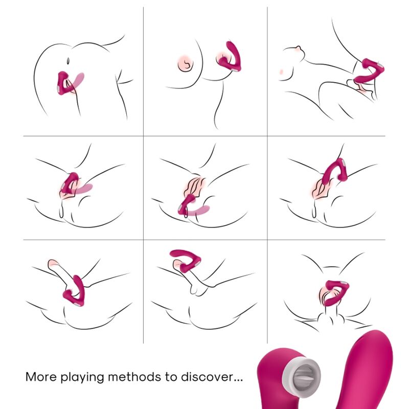 ARMONY - SECRETKISS LICKING VIBRATING CLITORIDE & VIBRATORE CURVO FUCSIA – Stimolatore d'aria con vibrazione – foto 4