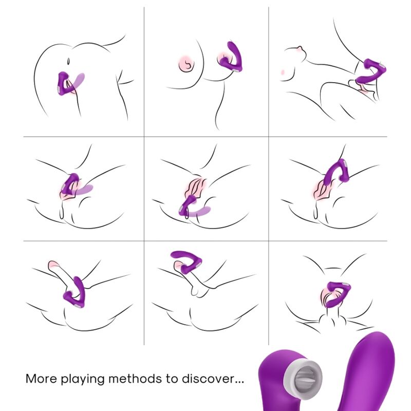 ARMONY - SECRETKISS LECCATO CLIT VIBRANTE E VIBRATORE CURVO VIOLA – Stimolatore d'aria con vibrazione – foto 4