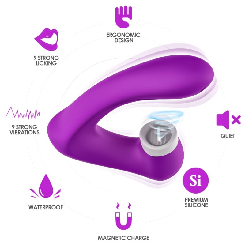 ARMONY - SECRETKISS LECCATO CLIT VIBRANTE E VIBRATORE CURVO VIOLA – Stimolatore d'aria con vibrazione – foto 2