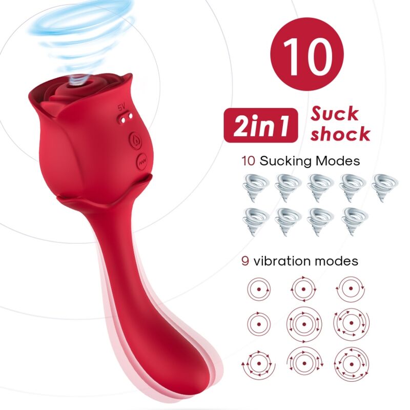 ARMONY - ROSELOVER CLITORIDE ASPIRATORE E STIMOLATORE ROSSO – Stimolatore d'aria con vibrazione – foto 2