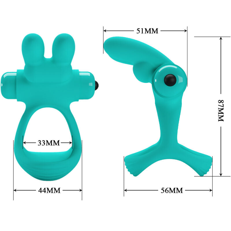 PRETTY LOVE - ANELLO VIBRATORE CONIGLIO VERDE DANTE – Cockring con vibrazione – foto 4
