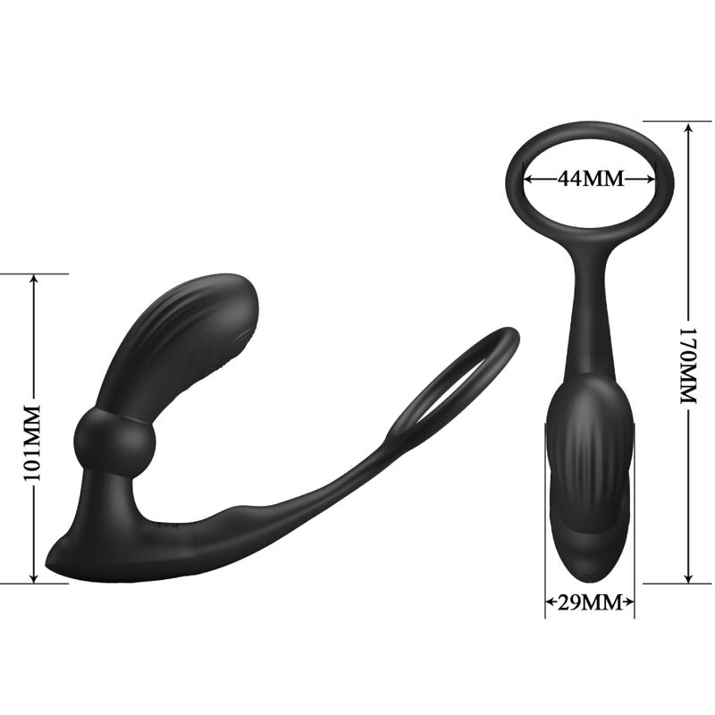 PRETTY LOVE - ANELLO ANALE E VIBRATORE WARREN BLACK – Vibratori anali – foto 4