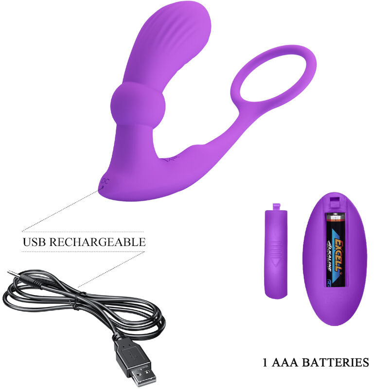 PRETTY LOVE - ANELLO WARREN E VIBRATORE ANALE VIOLA – Vibratori anali – foto 5