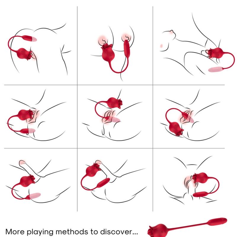 ARMONY - CLITORITE VIBRANTE LECCATA DI ROSA E VIBRATORE ROSSO – Stimolatore d'aria con vibrazione – foto 5