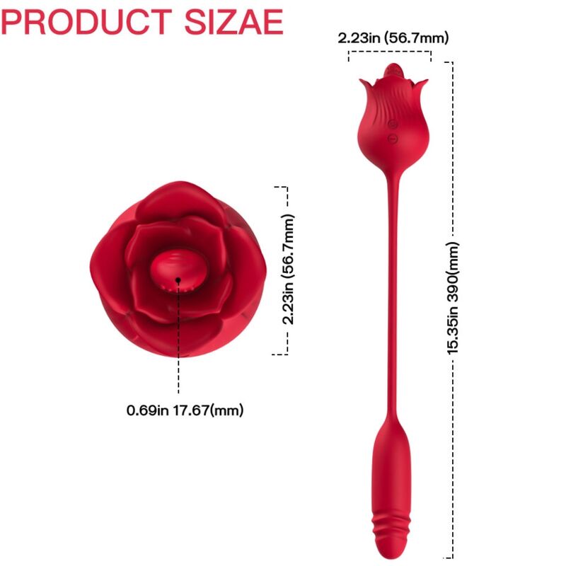 ARMONY - CLITORITE VIBRANTE LECCATA DI ROSA E VIBRATORE ROSSO – Stimolatore d'aria con vibrazione – foto 4