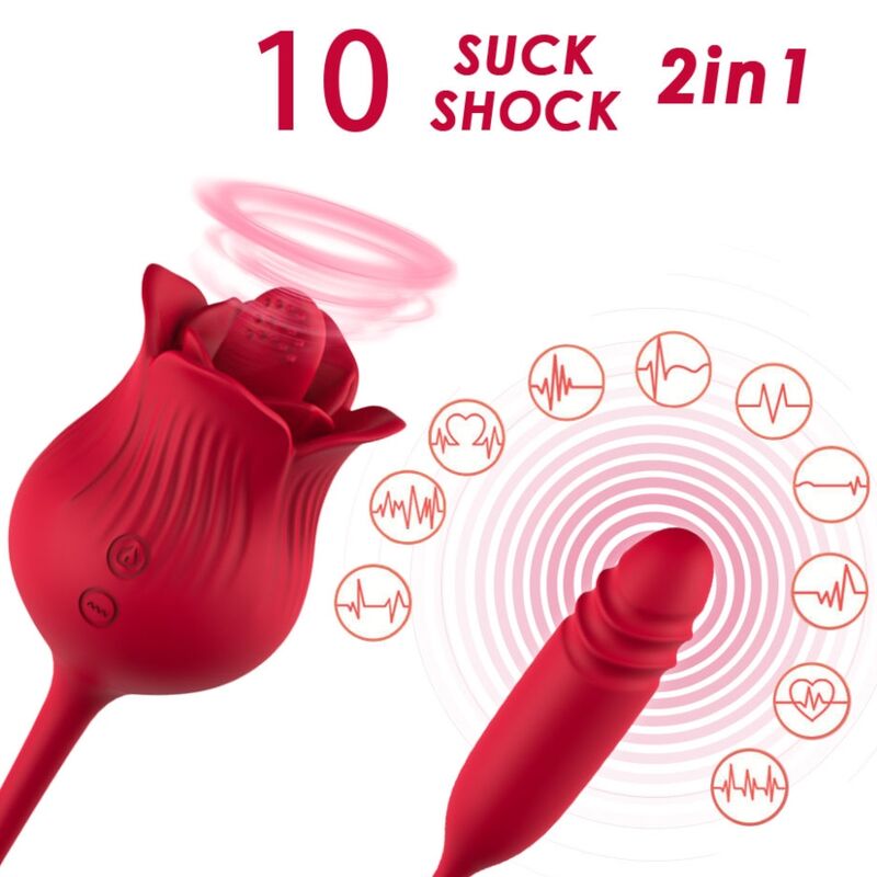 ARMONY - CLITORITE VIBRANTE LECCATA DI ROSA E VIBRATORE ROSSO – Stimolatore d'aria con vibrazione – foto 2