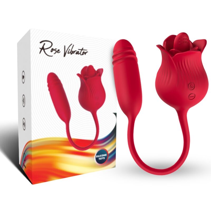 ARMONY - CLITORITE VIBRANTE LECCATA DI ROSA E VIBRATORE ROSSO – Stimolatore d'aria con vibrazione