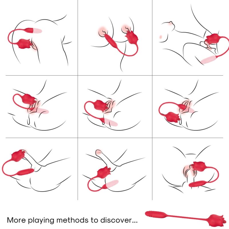 ARMONY - 3 IN 1 ROSA, STIMOLATORE, ASPIRAZIONE E SU&GIÙ CON CODA ROSSA – Stimolatore d'aria con vibrazione – foto 2